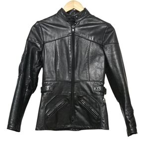Vintage Taurus By Drospo Black Moto Style Genuine Leather Women US 6